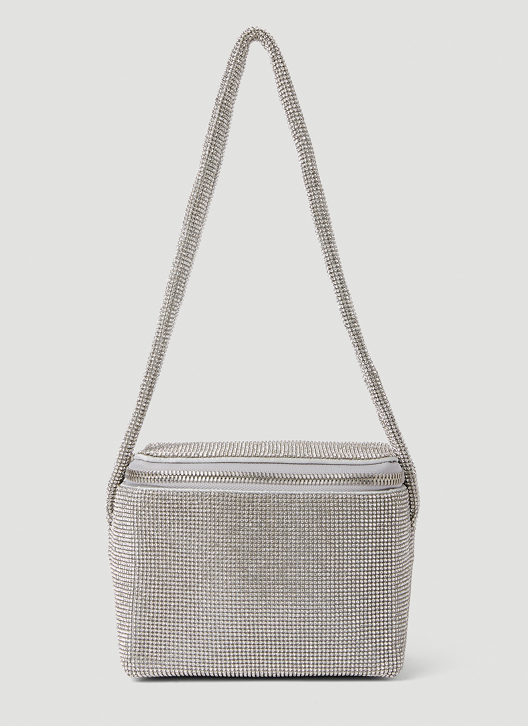 KARA Crystal Mesh Cooler Shoulder Bag in White | LN-CC