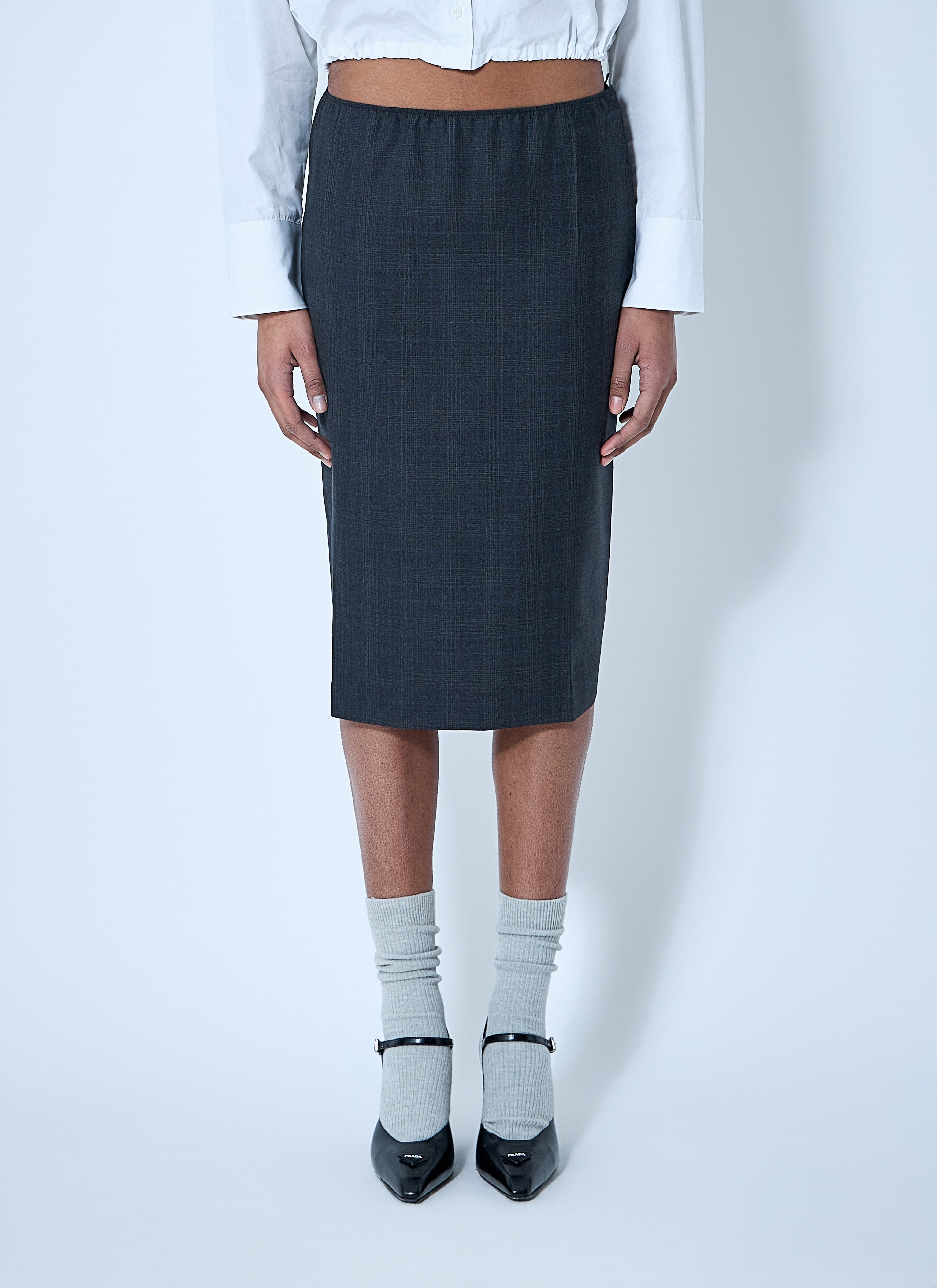 スカート Prada Black/white wool weave midi skirt Prada Black/white wool weave midi skirt | TheDoubleF
