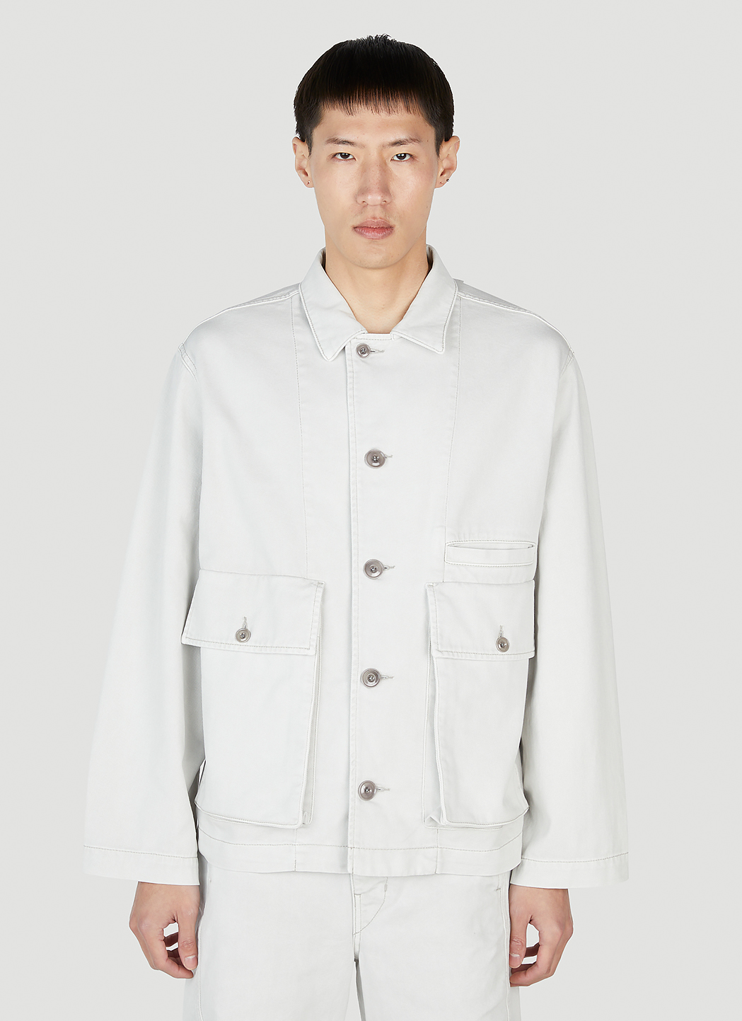 Lemaire Boxy Denim Jacket in White | LN-CC