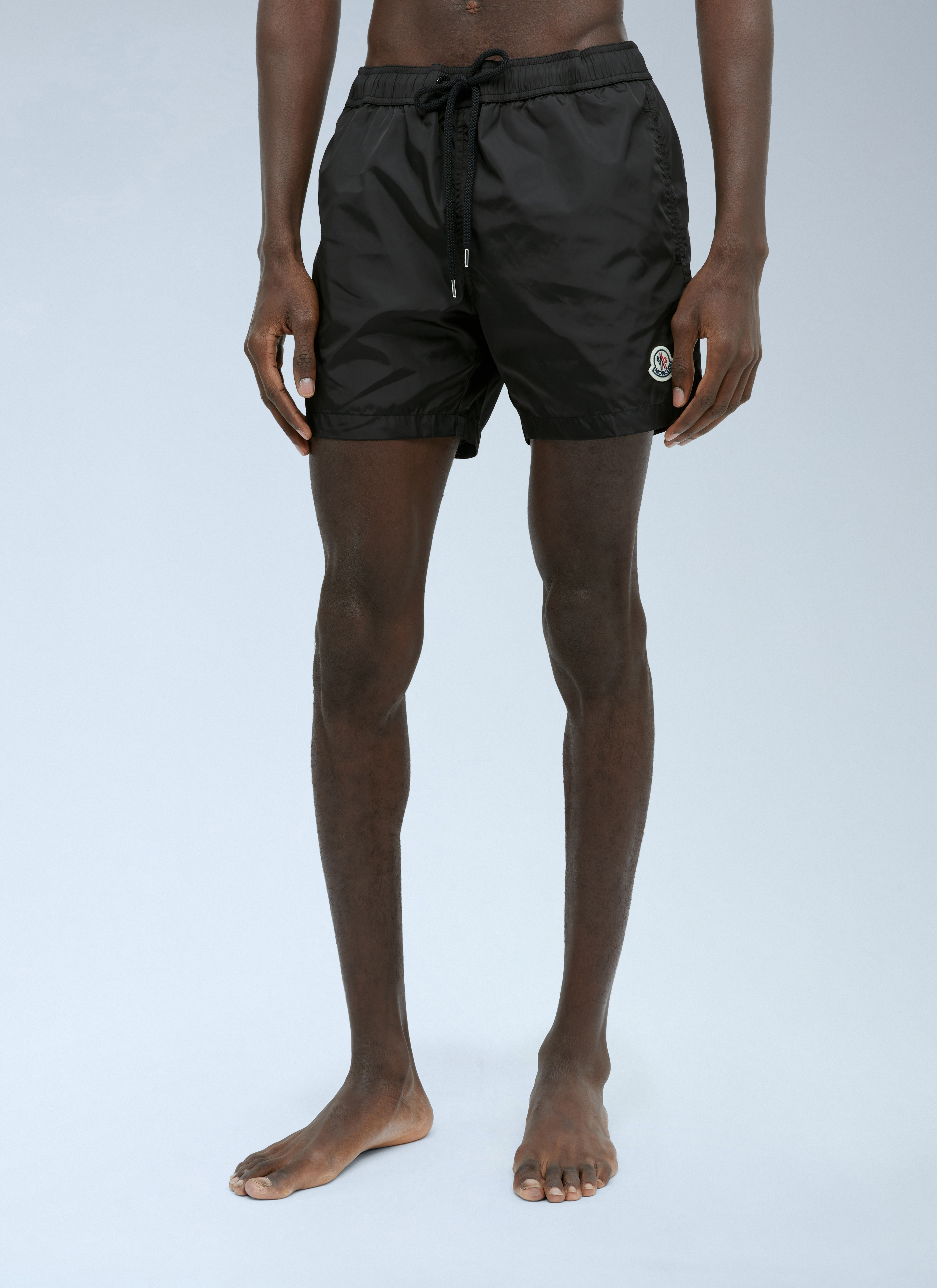 Moncler Men's Black Logo Patch Swim Shorts - Man Swimwear Xxl