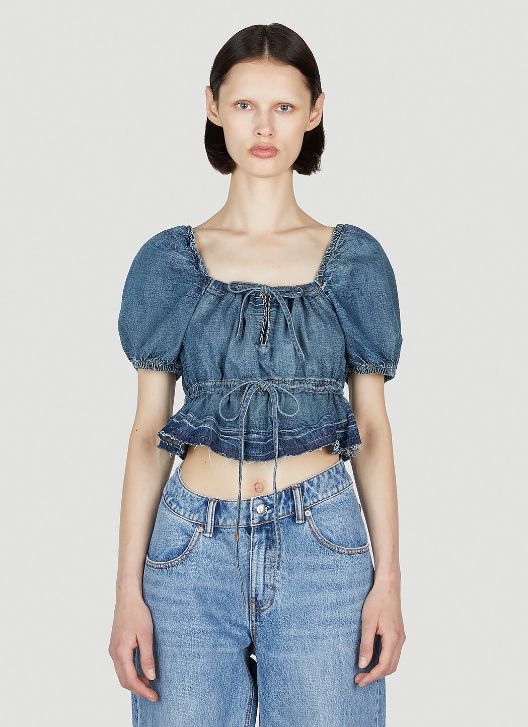 トップス GANNI/Tint Edge Denim Puff Sleeve Top GANNI Women's' Tint Edge Denim Puff Sleeve Top in Blue | LN-CC®