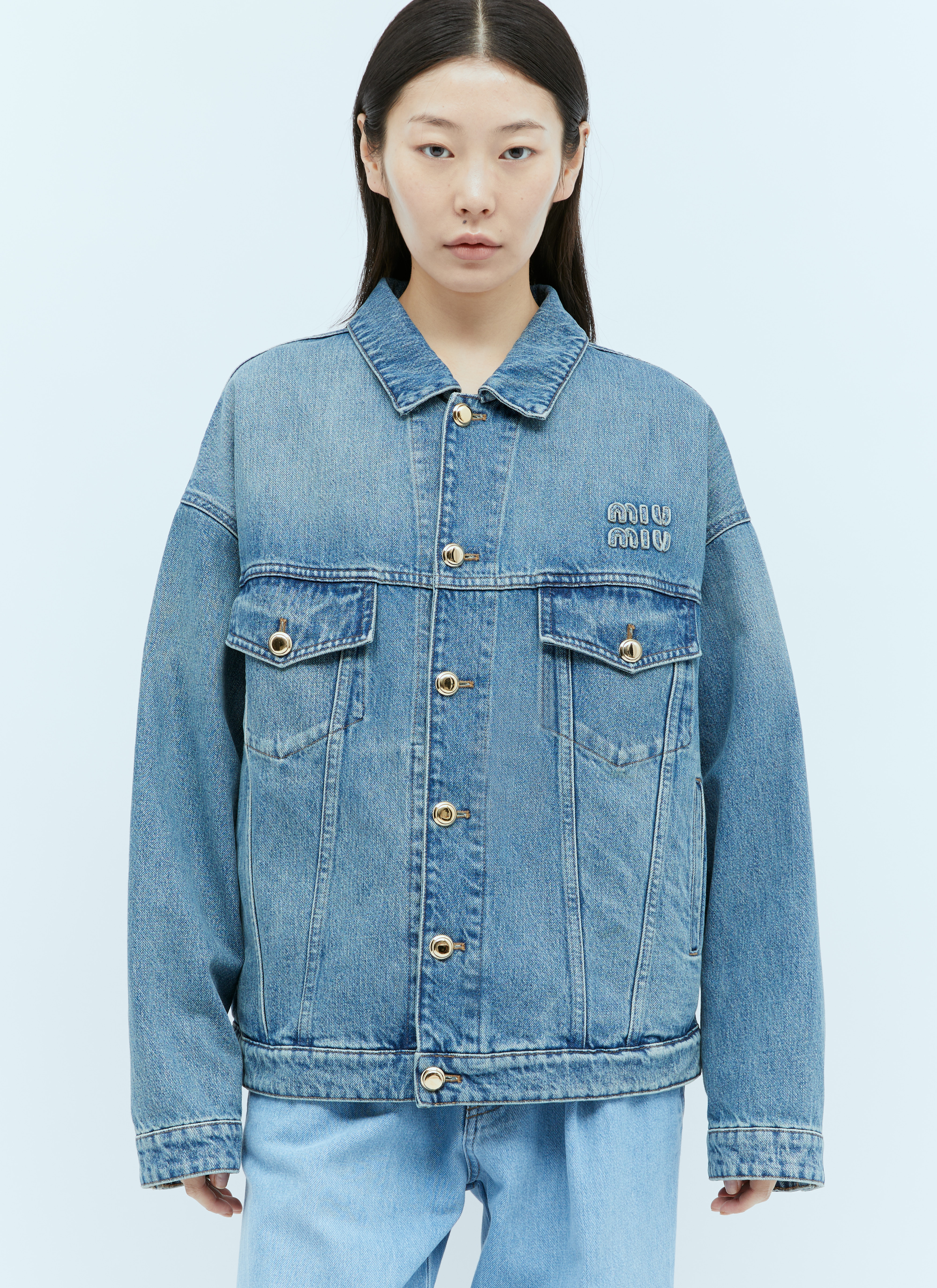 2015AW miumiu floral denim jacket（Miu Miu Washed Denim