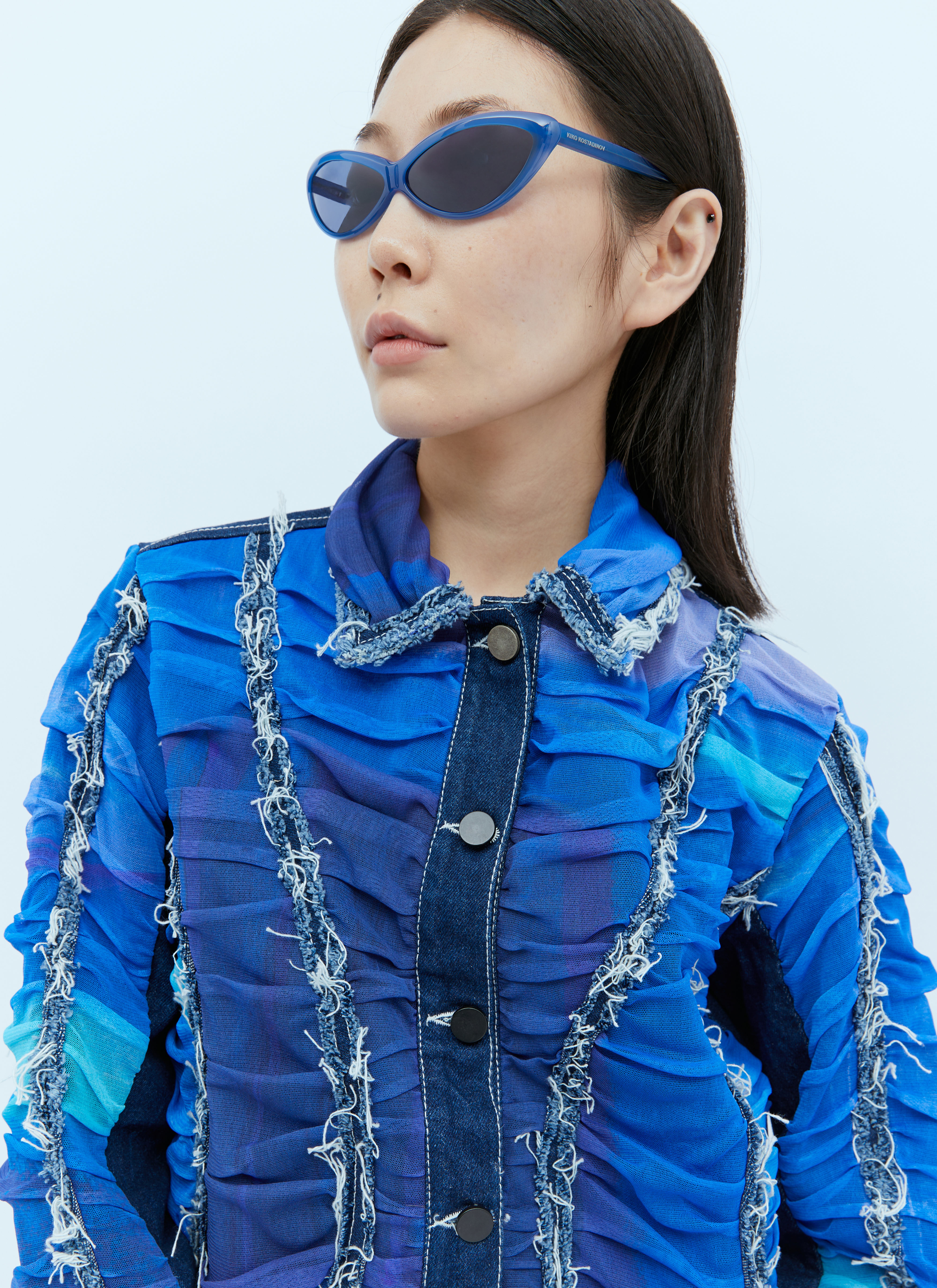 Paula Canovas Del Vas Mesh Construction Denim Jacket