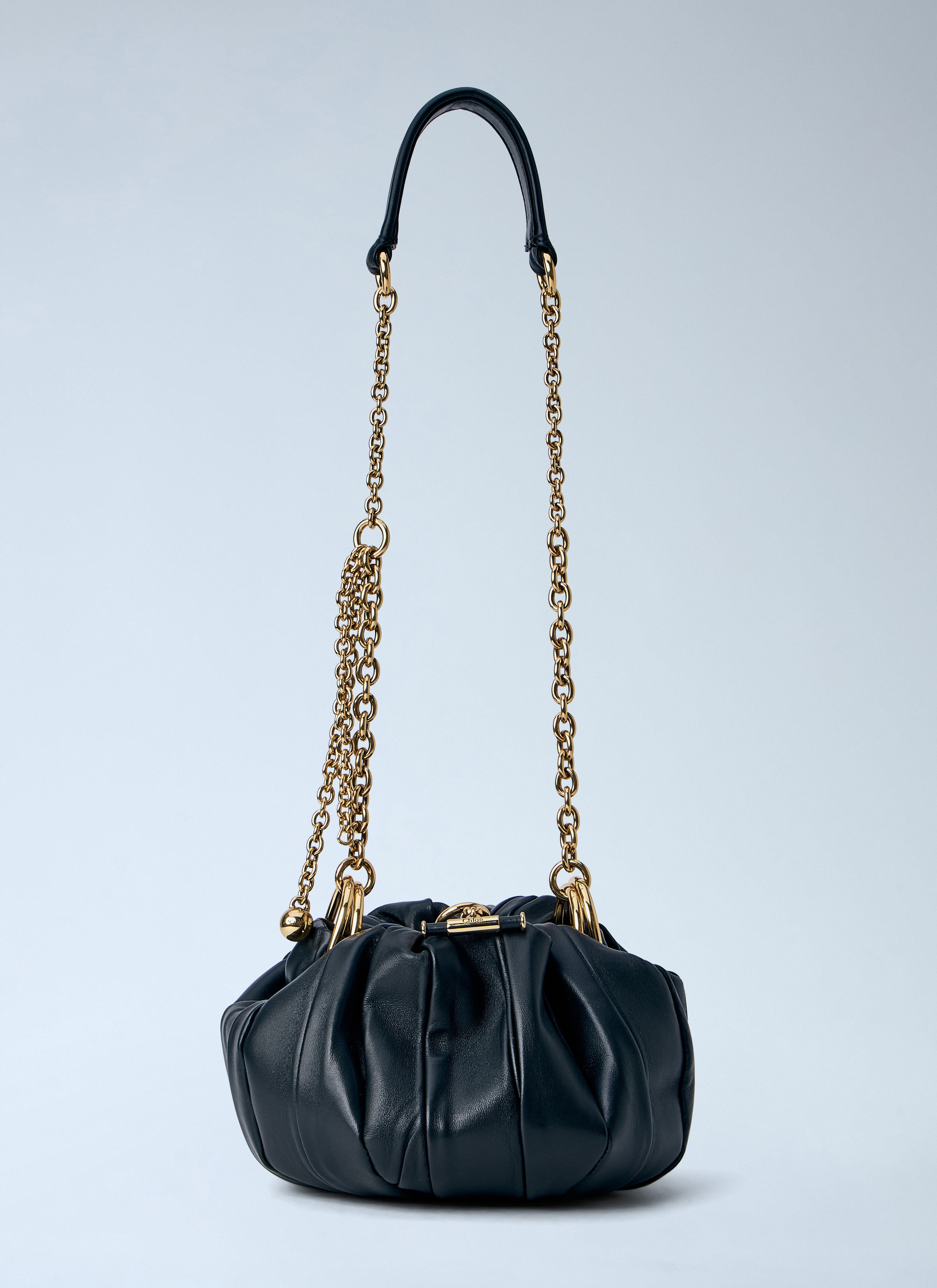 Chloé Donna Nero Plissé Shoulder Bag - Woman Shoulder Bags One Size