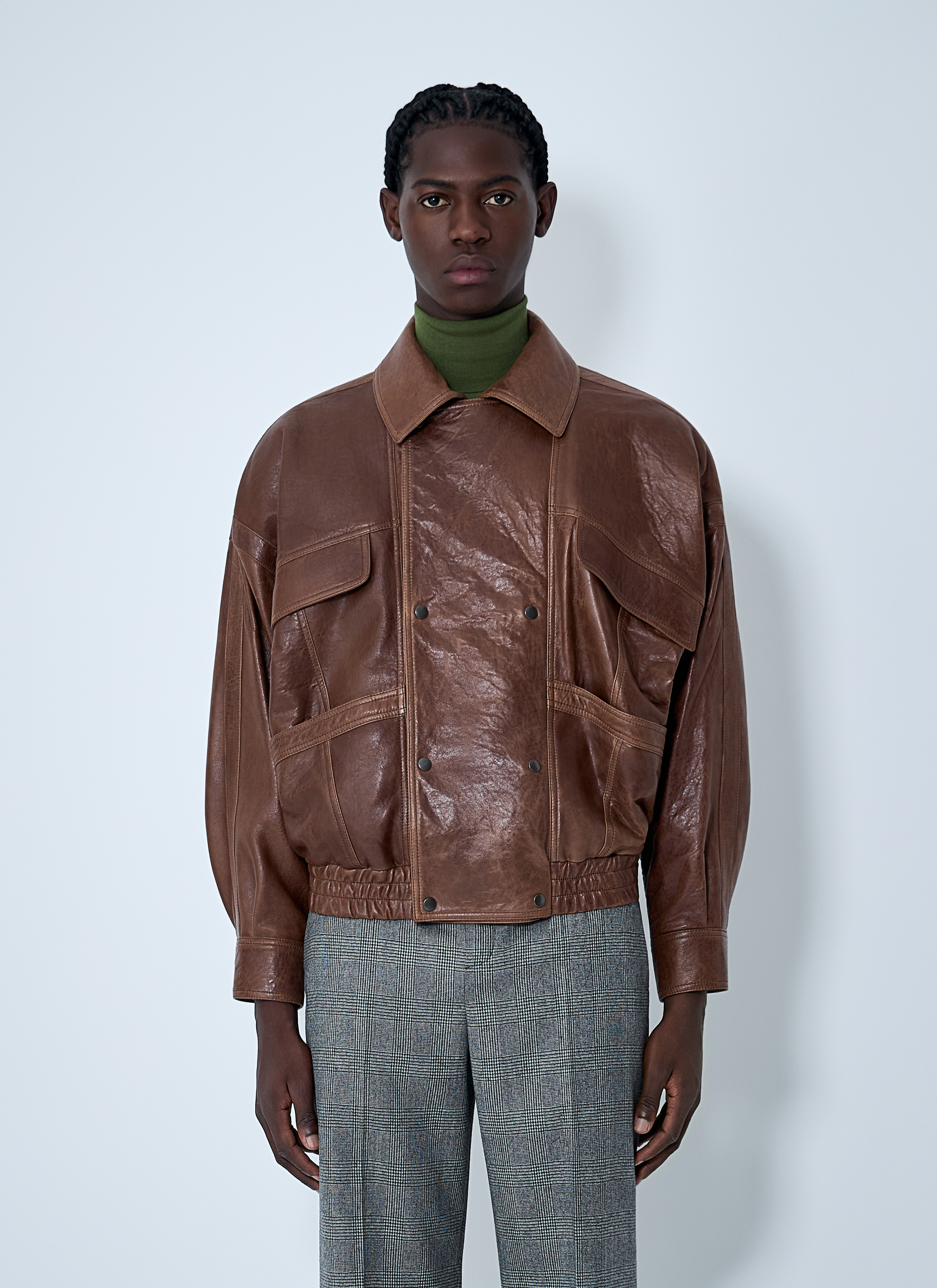 Ralph Lauren Laser-Cut Leather Long Jacket in Black | Santa Fe Dry 