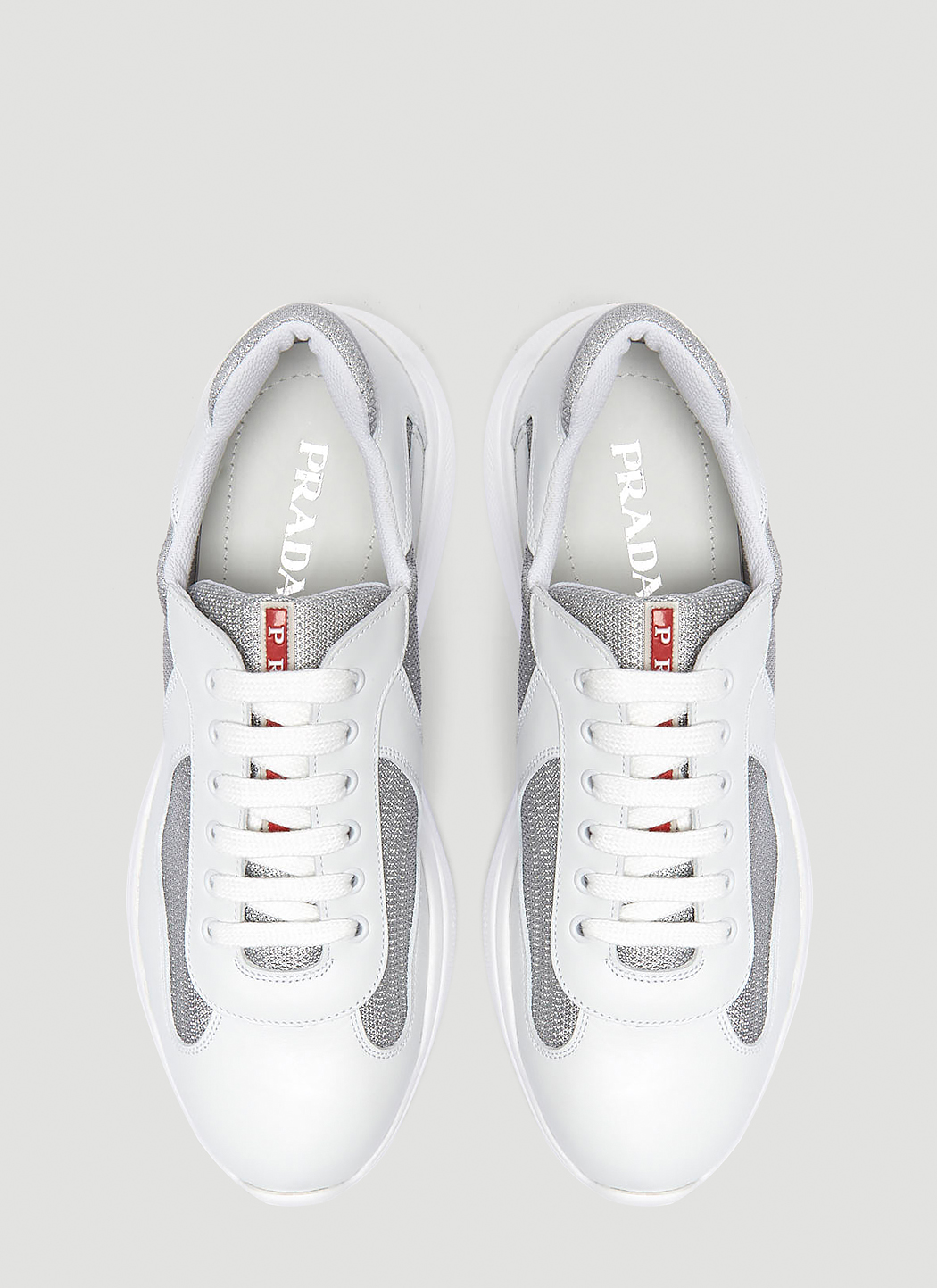 Prada Americas Cup Lace-Up Sneakers in White | LN-CC