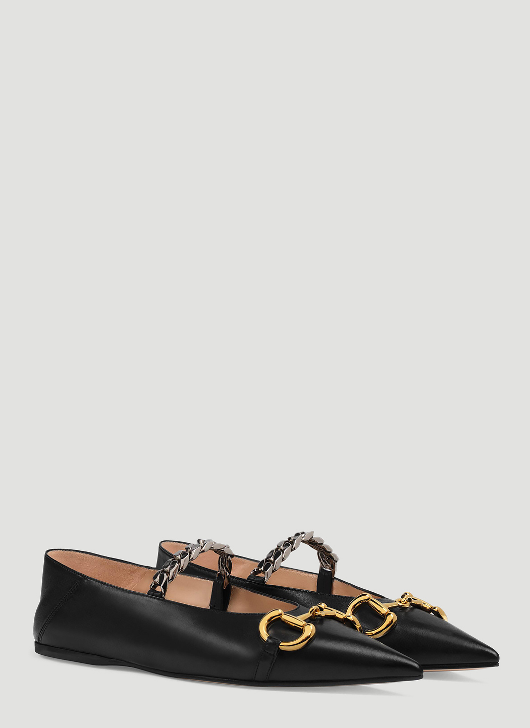 gucci deva ballet flats with chain and horsebit