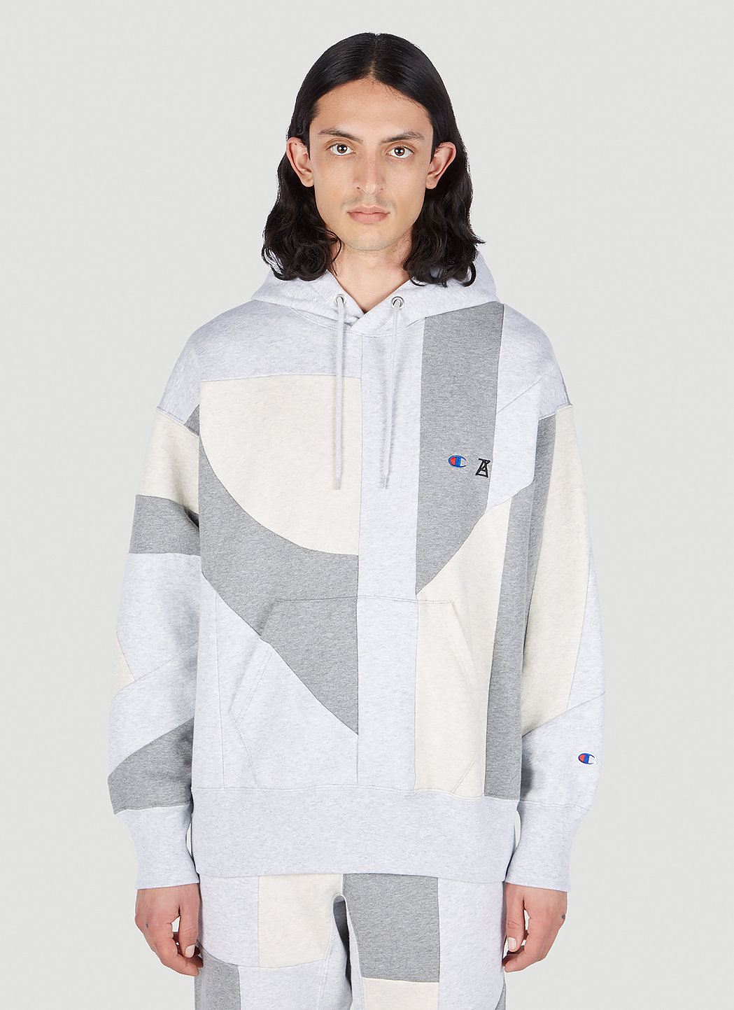 Contrast Panel Hooded Sweatshirt