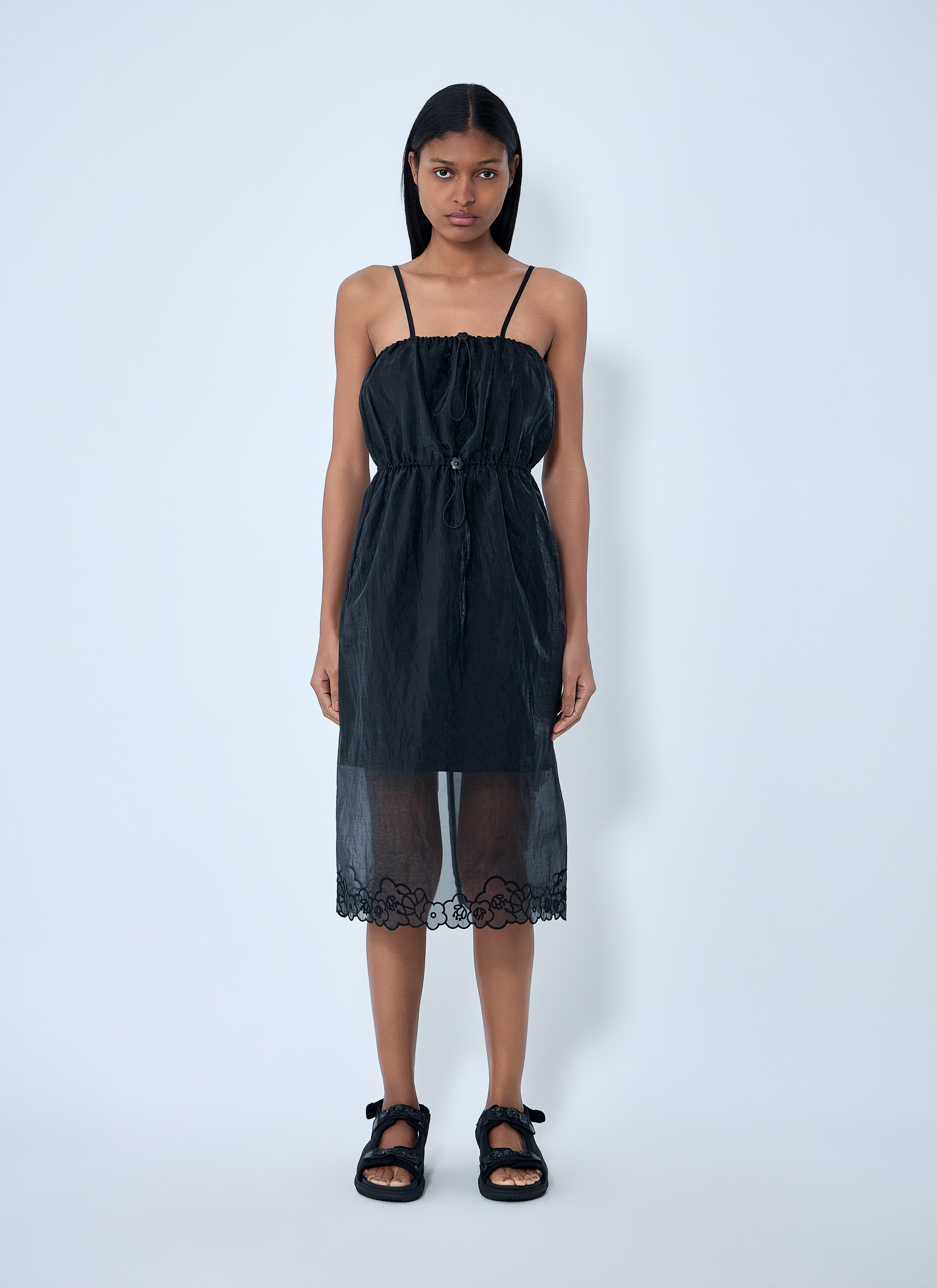 Cecilie Bahnsen Women's' Sheer Overlay Midi Dress in Black | LN-CC®