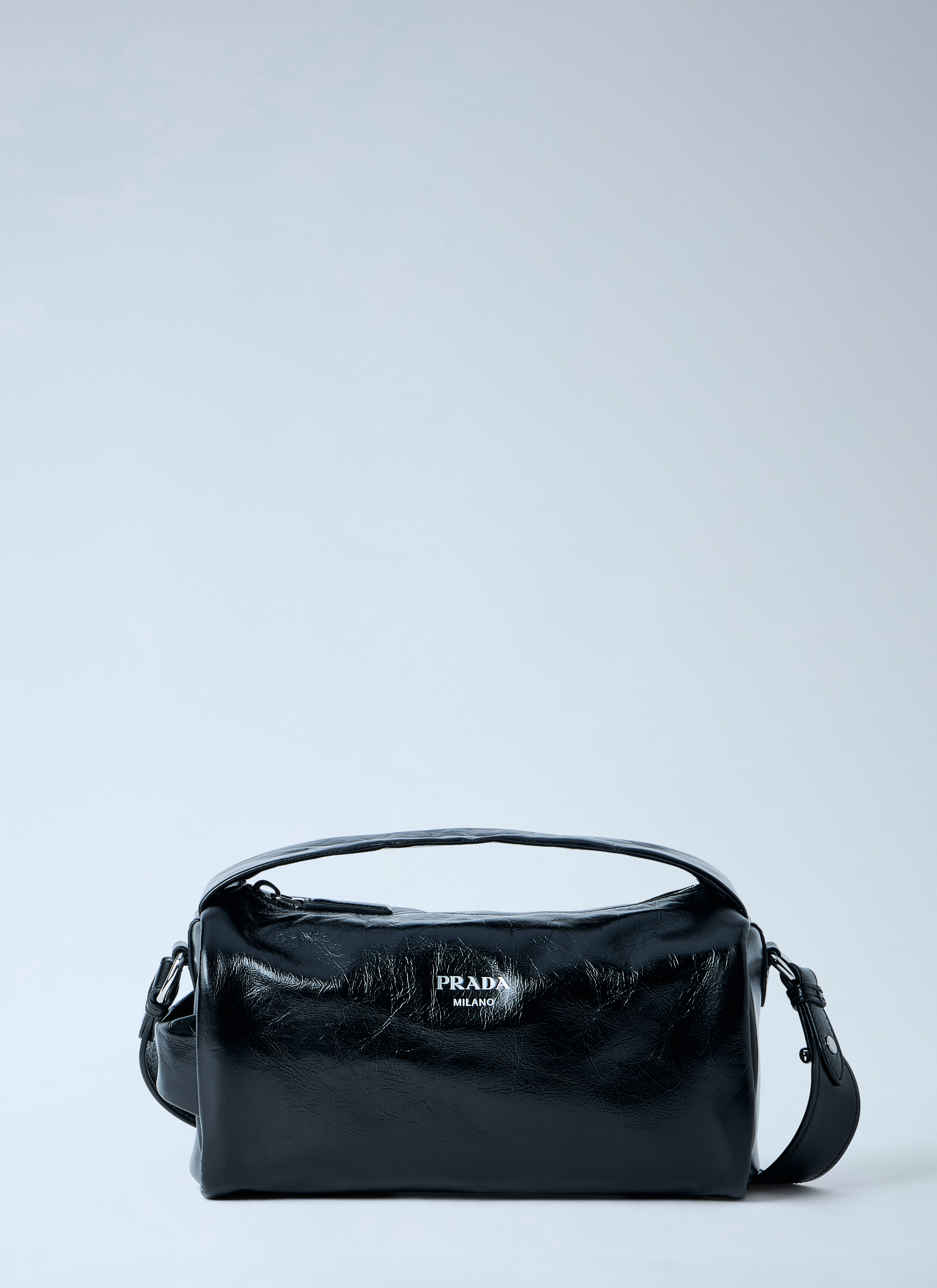 PRADA SHOULDER BAG LEATHER × NYLON Prada Men's' Leather Shoulder Bag in Black | LN-CC®