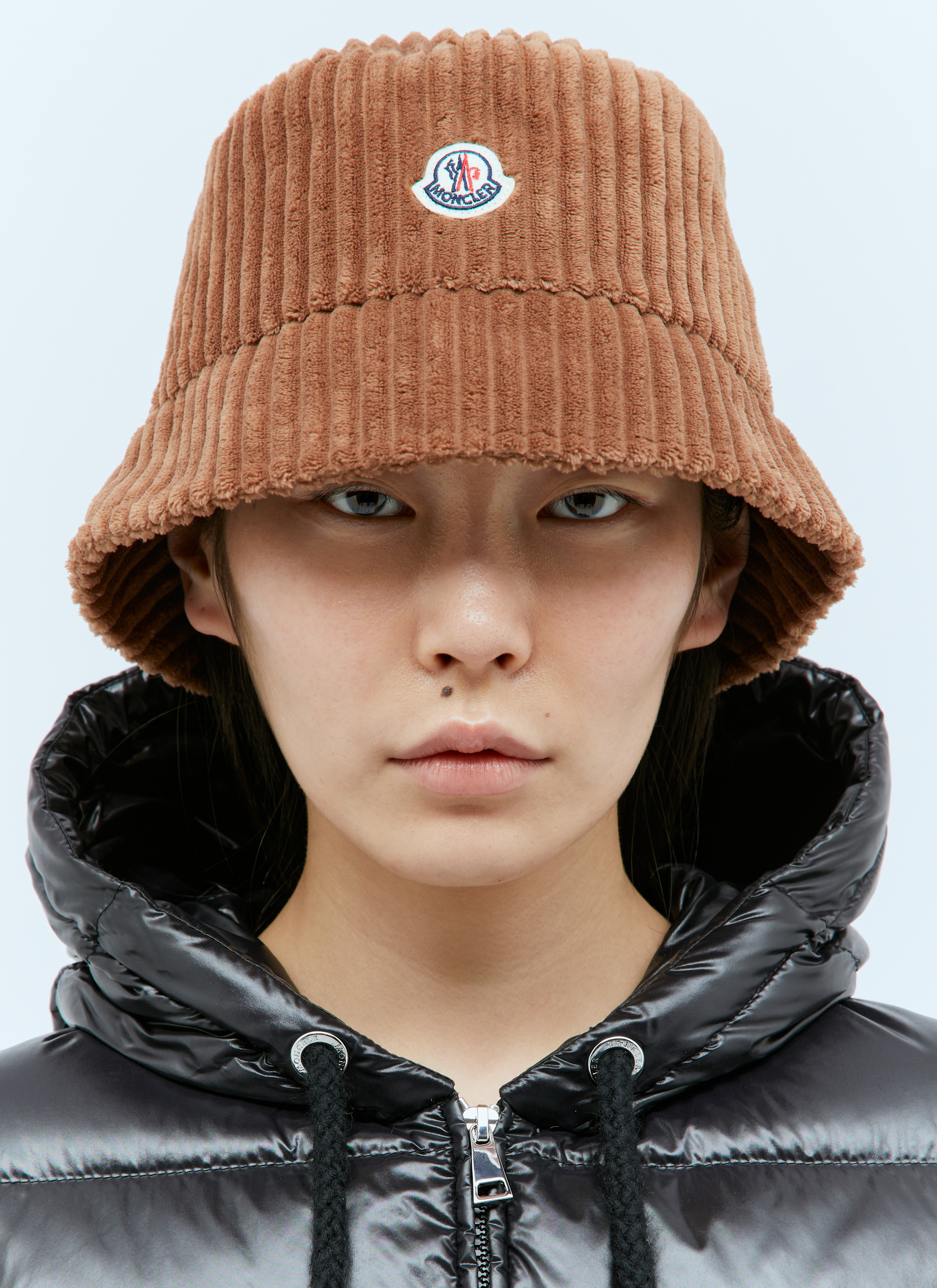 関税込 Moncler CORDUROY BUCKET HAT J20933B0006589AOK26I Brown Corduroy Bucket Hat - Hats & Beanies for Women
