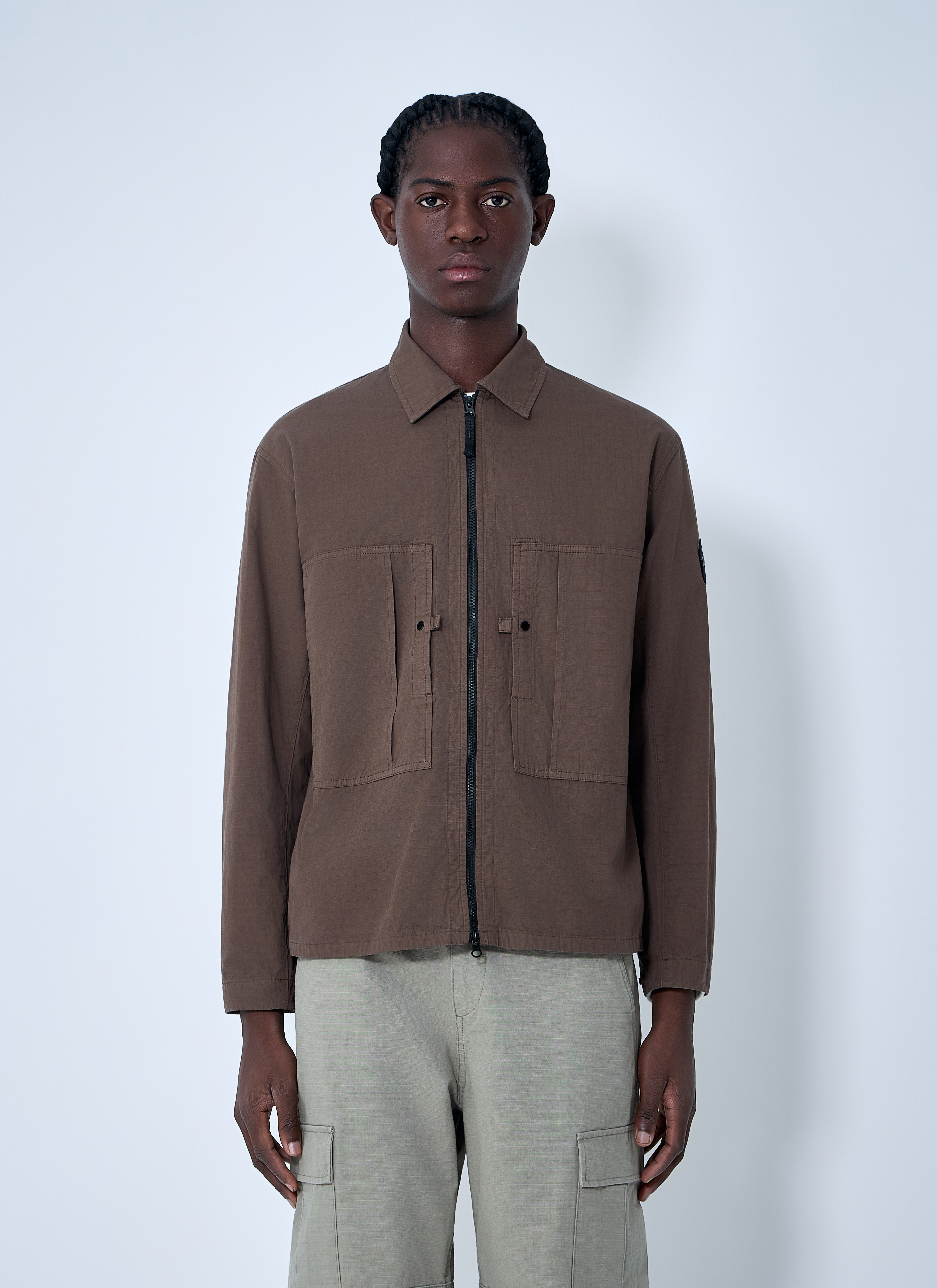 Stone Island Men's Brown Logo Patch Jacket - Man Jackets M