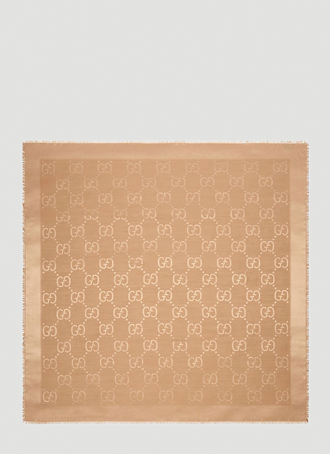 GG jacquard silk wool shawl — Camel — foto 1
