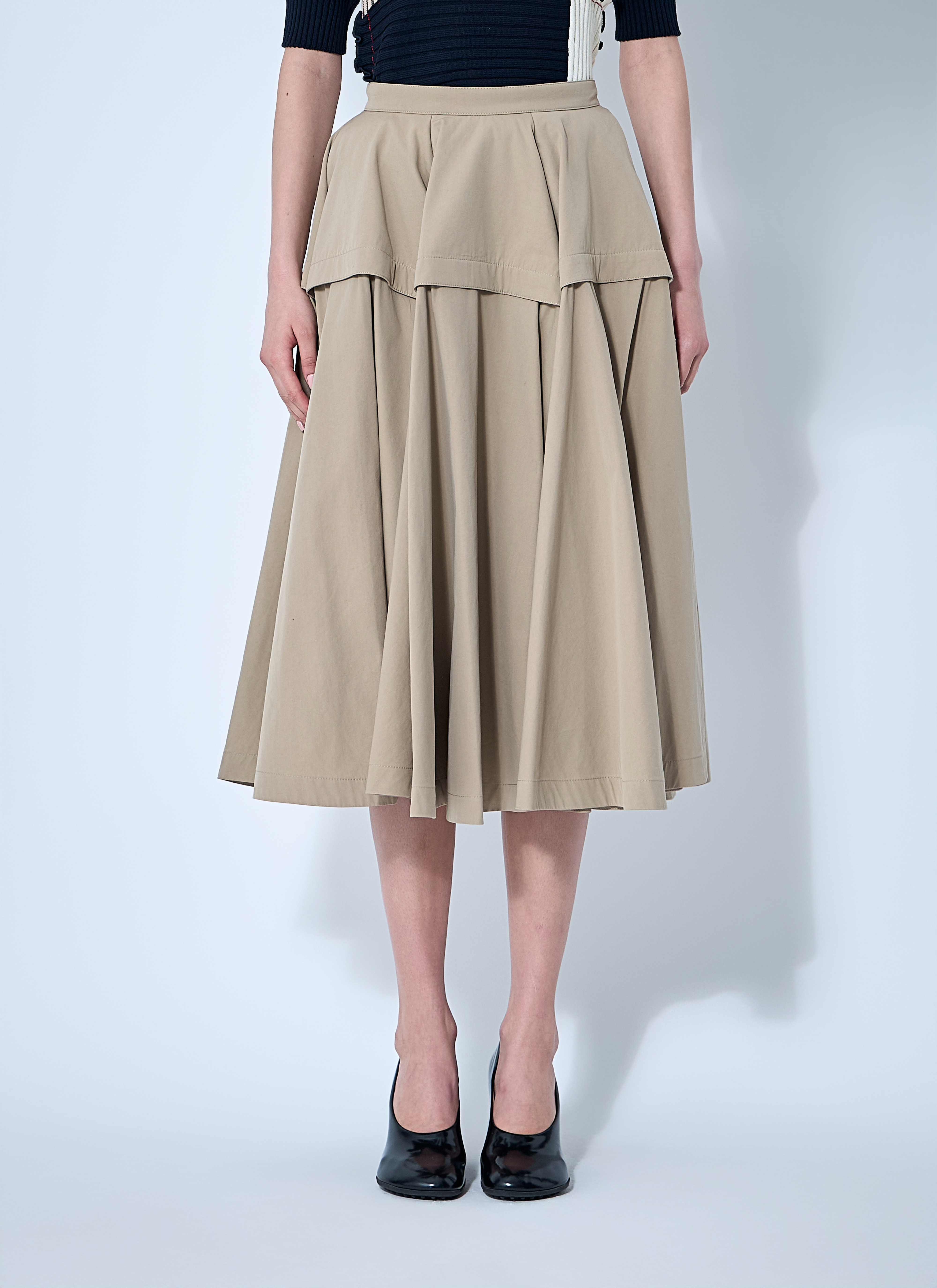 BOTTEGA VENETA ギャザーミディ丈スカート ベージュ 大人気 Bottega Veneta レディース ギャザーミディ丈スカート の