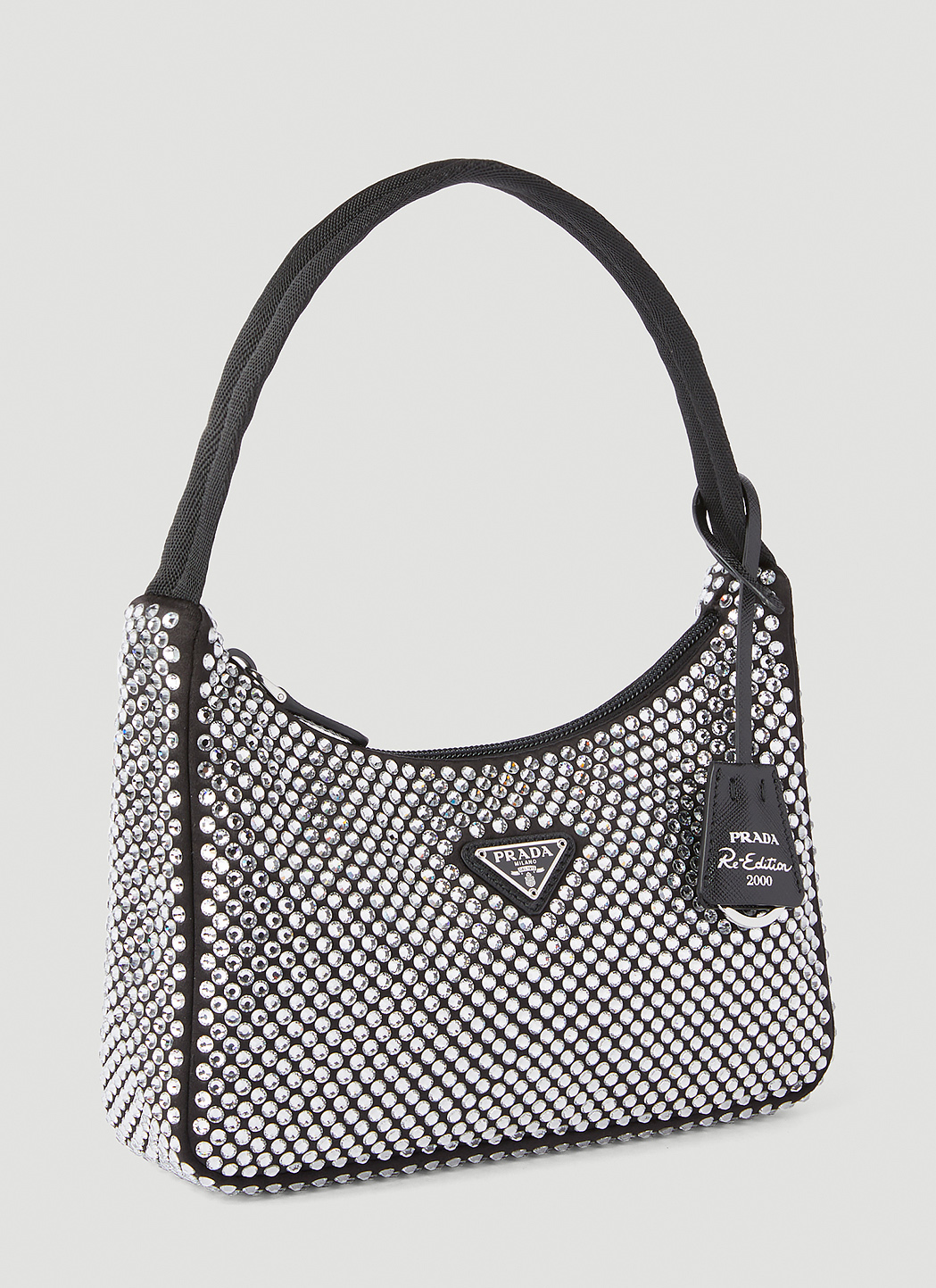 Prada Women's Crystal-Embellished Mini Handbag in Silver | LN-CC