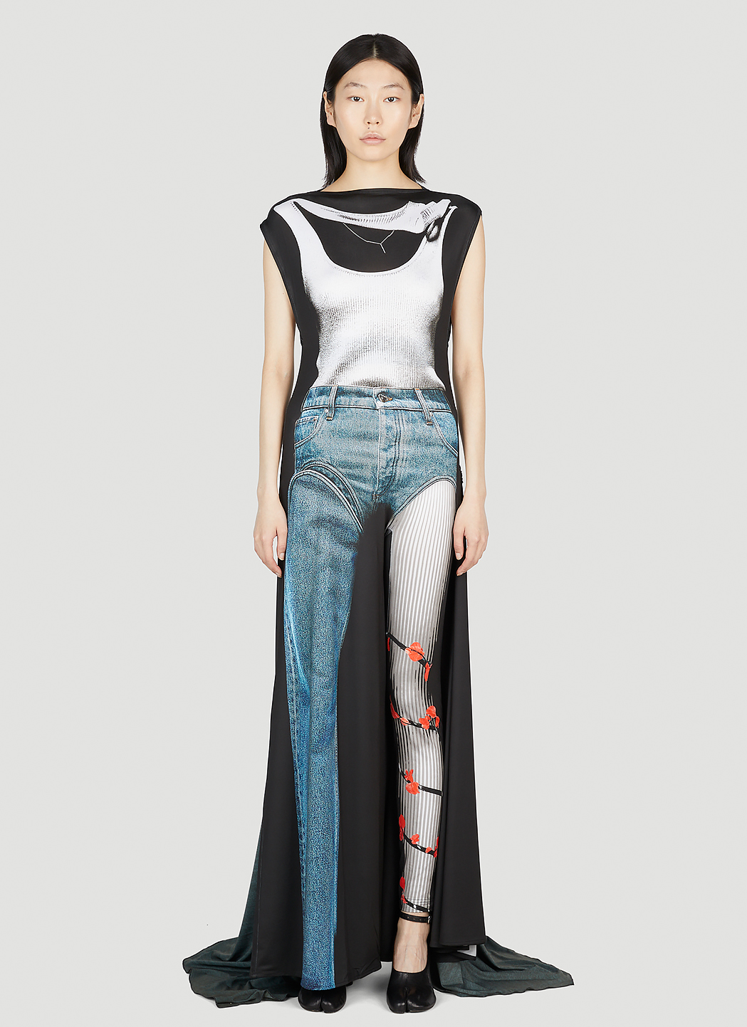 JEAN PAUL GAULTIER Squeletor trompe l'oeil printed tulle