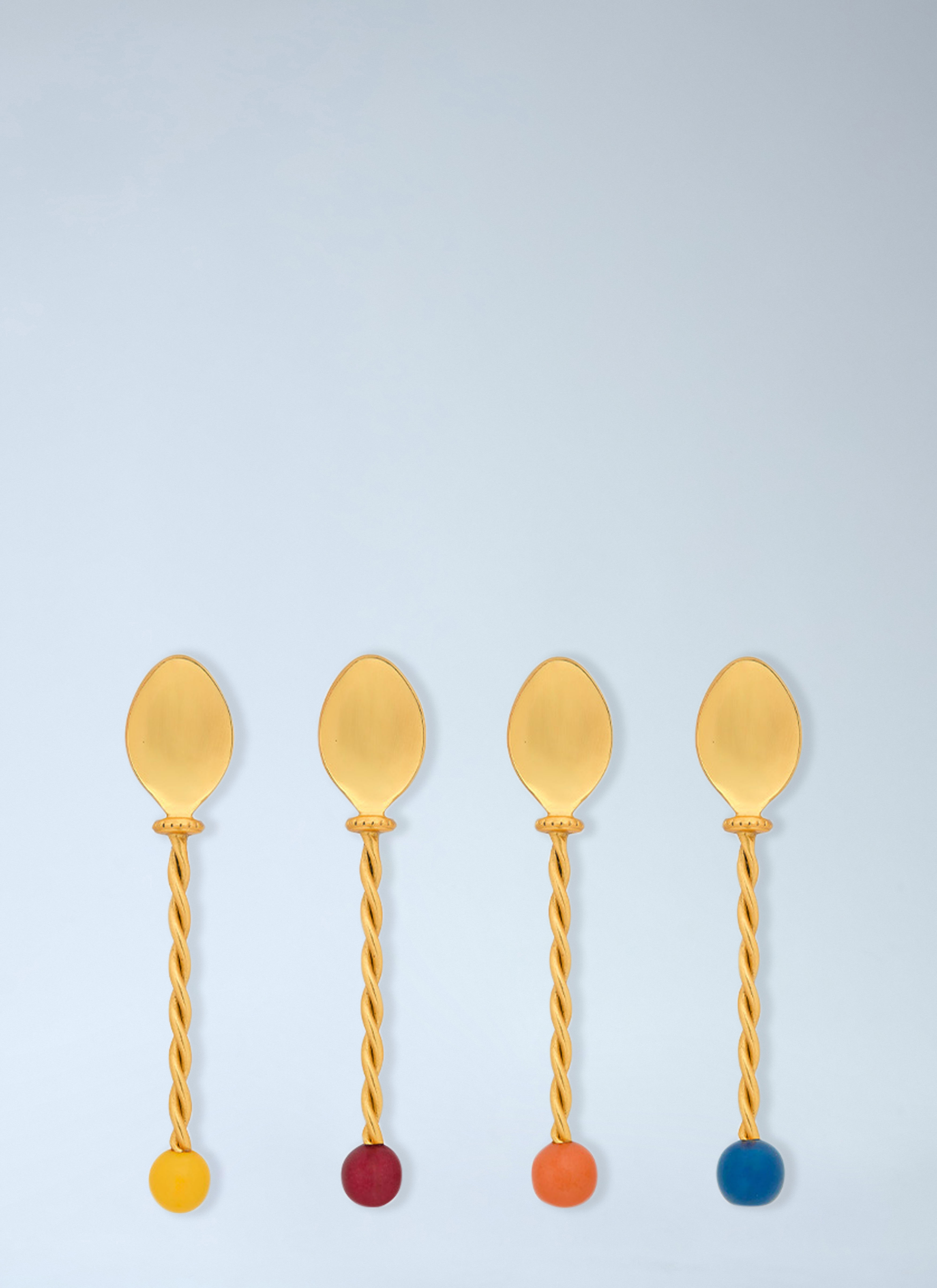 Bitossi Home Unisex Gold Set Of Four Torchon Dessert Spoons - Kitchen One Size