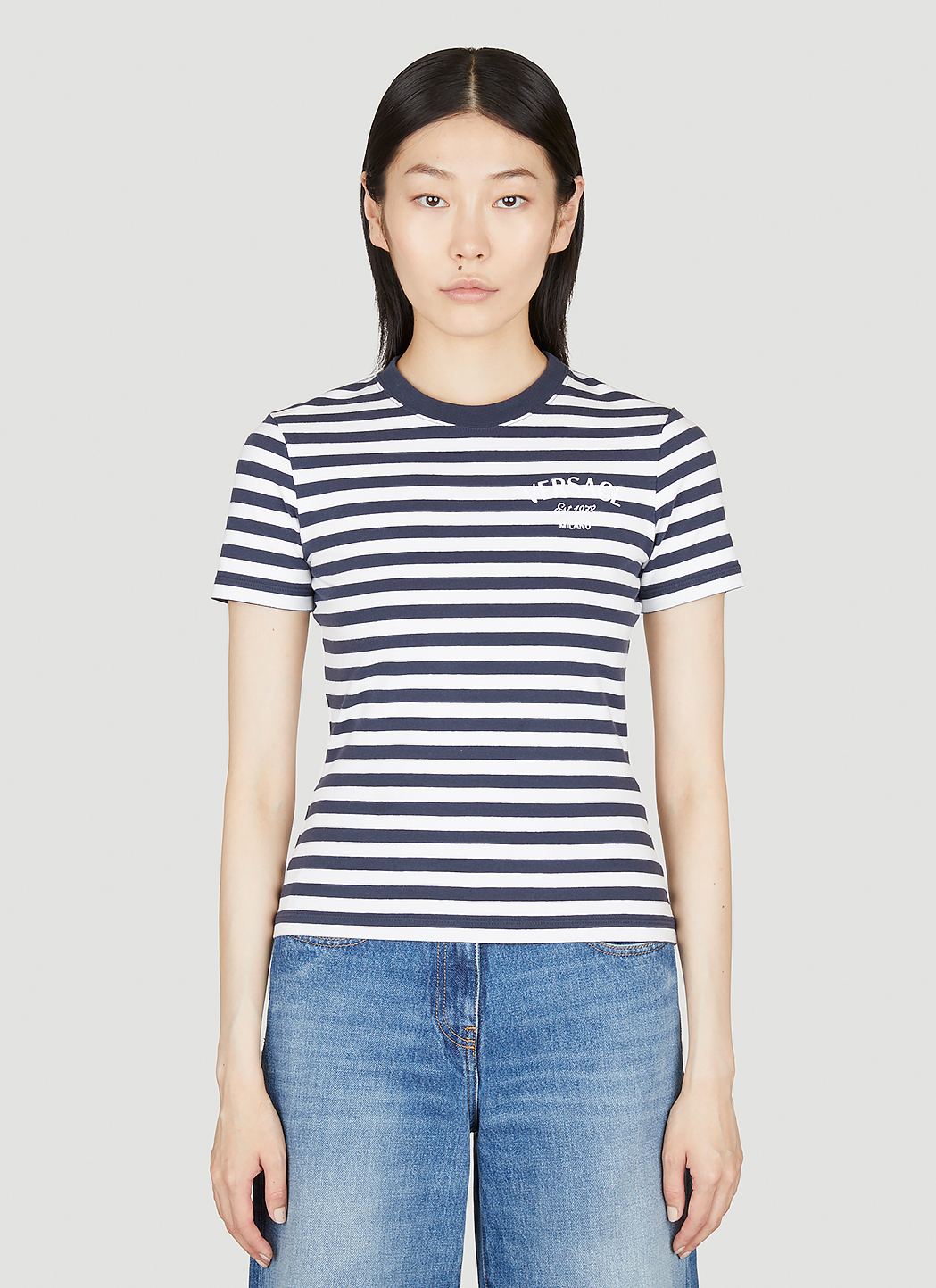 Versace Women's' Nautical Stripe T-Shirt in Blue | LN-CC®