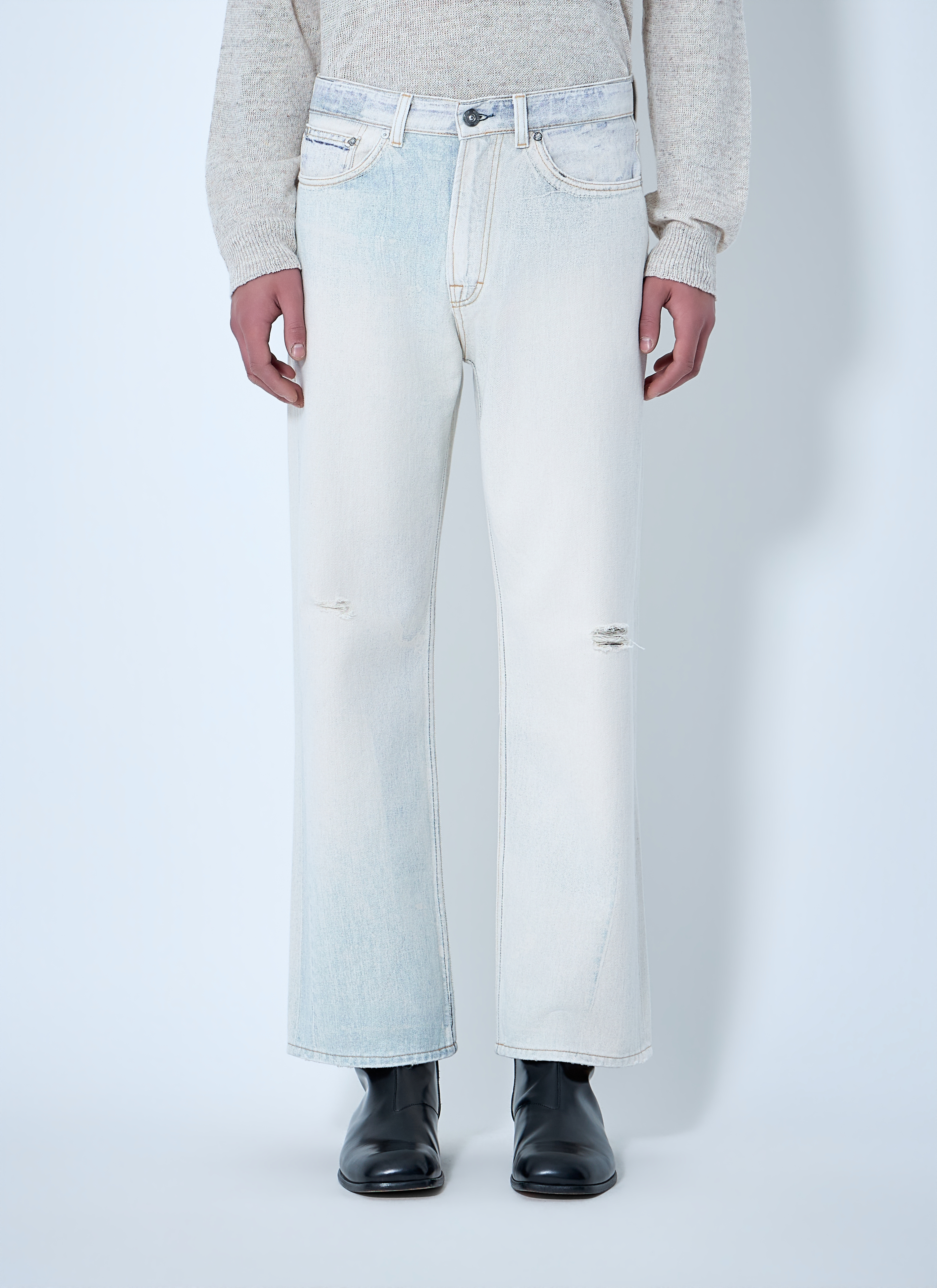 Our Legacy Men's White Distressed Straight-Leg Denim Jeans - Man Jeans 34