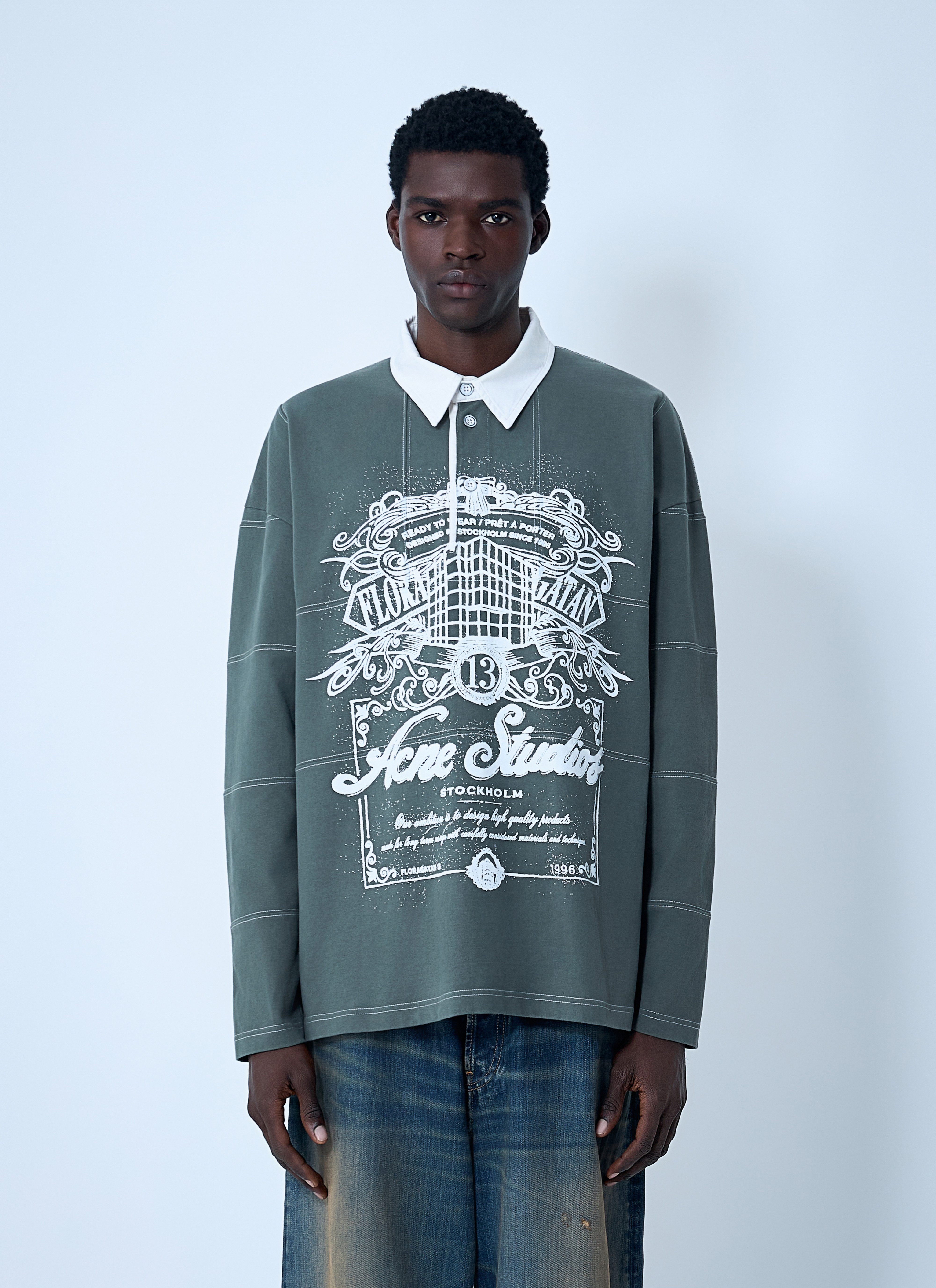 Acne Studios Men's' Logo Motif Polo Shirt in Green | LN-CC®