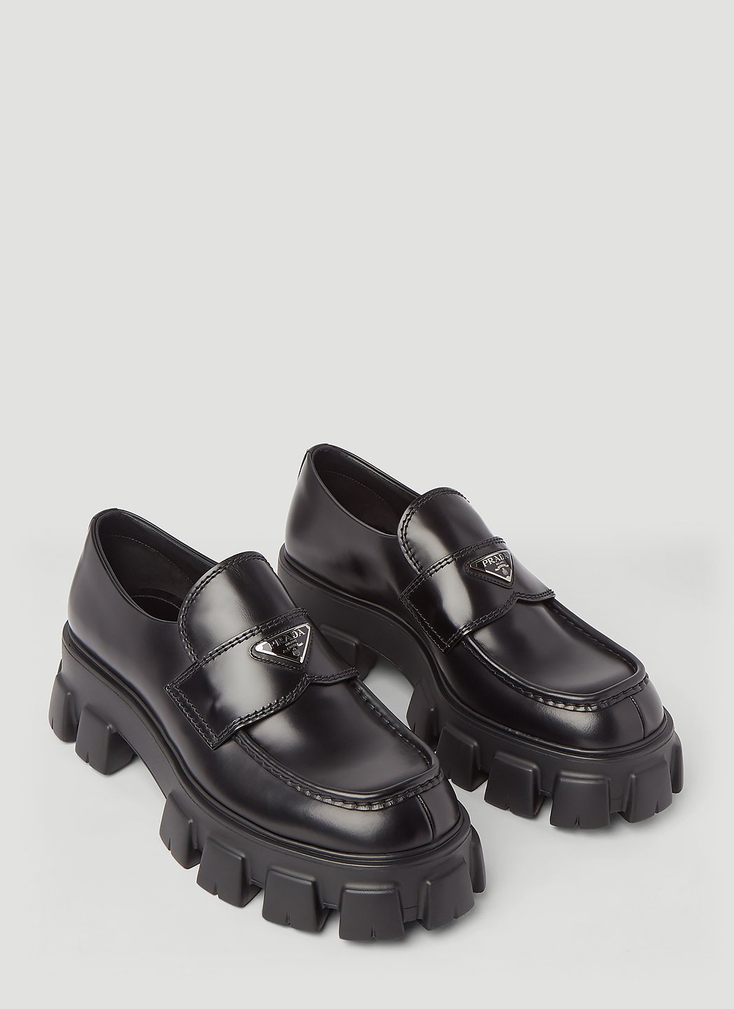 Prada Men's Monolith Leather Loafers in Black | LN-CC
