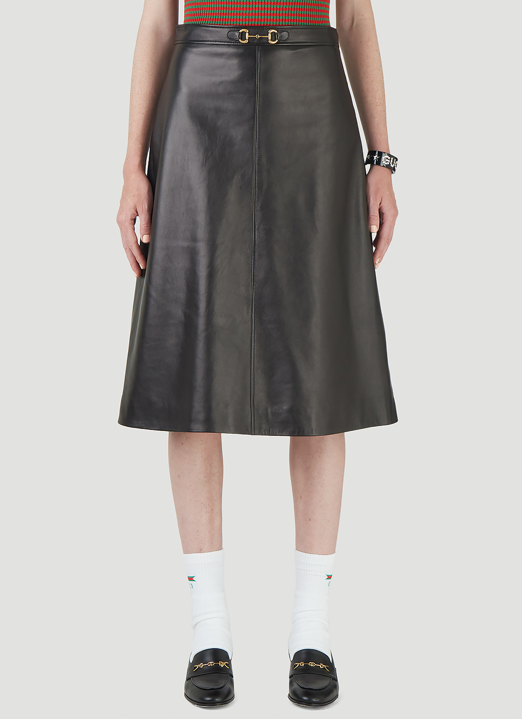 Horsebit Leather Skirt