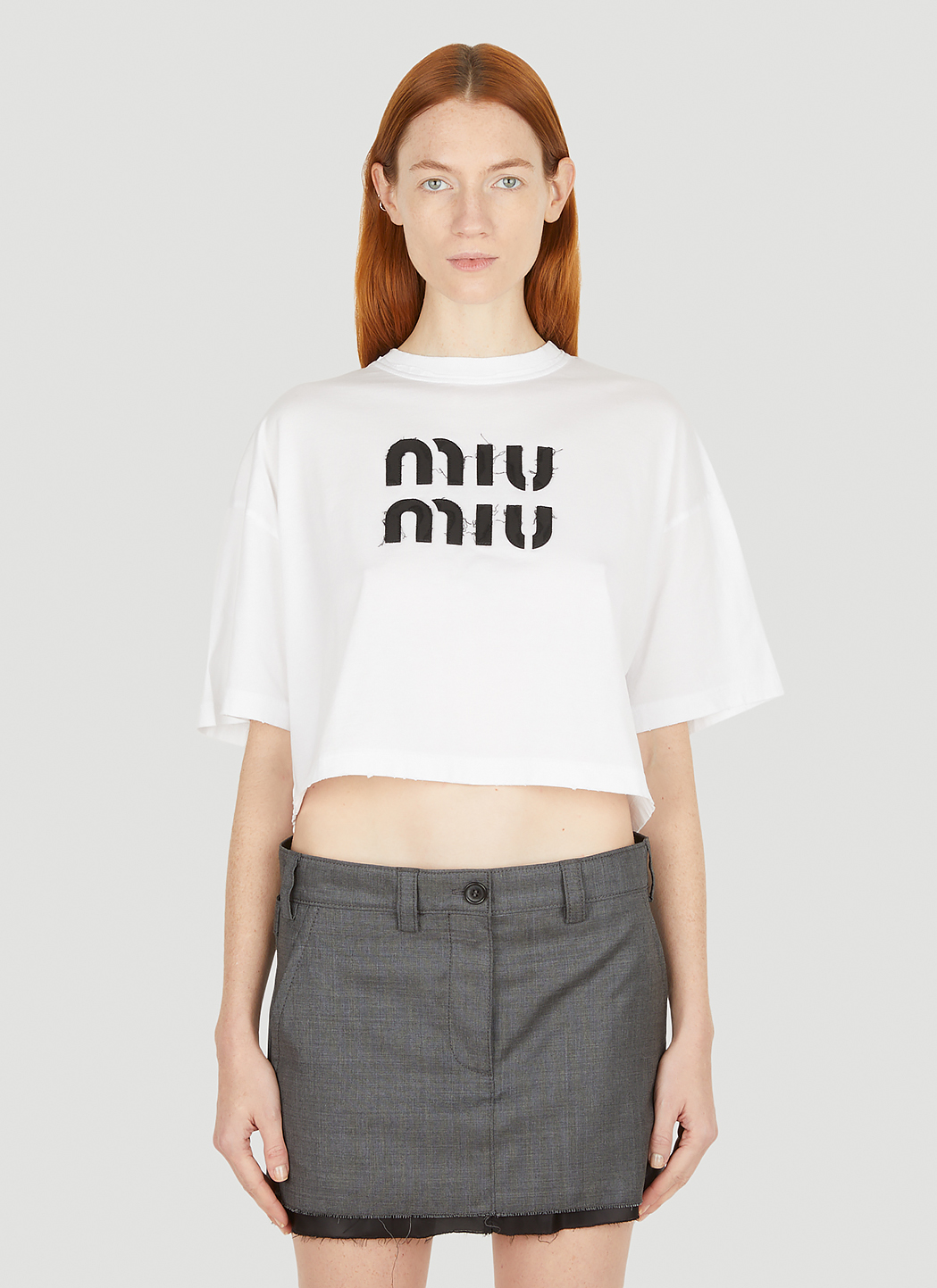 ミュウミュウ Miu Miu MIUMIU Tシャツ MJN495 14AT ロゴT 半袖