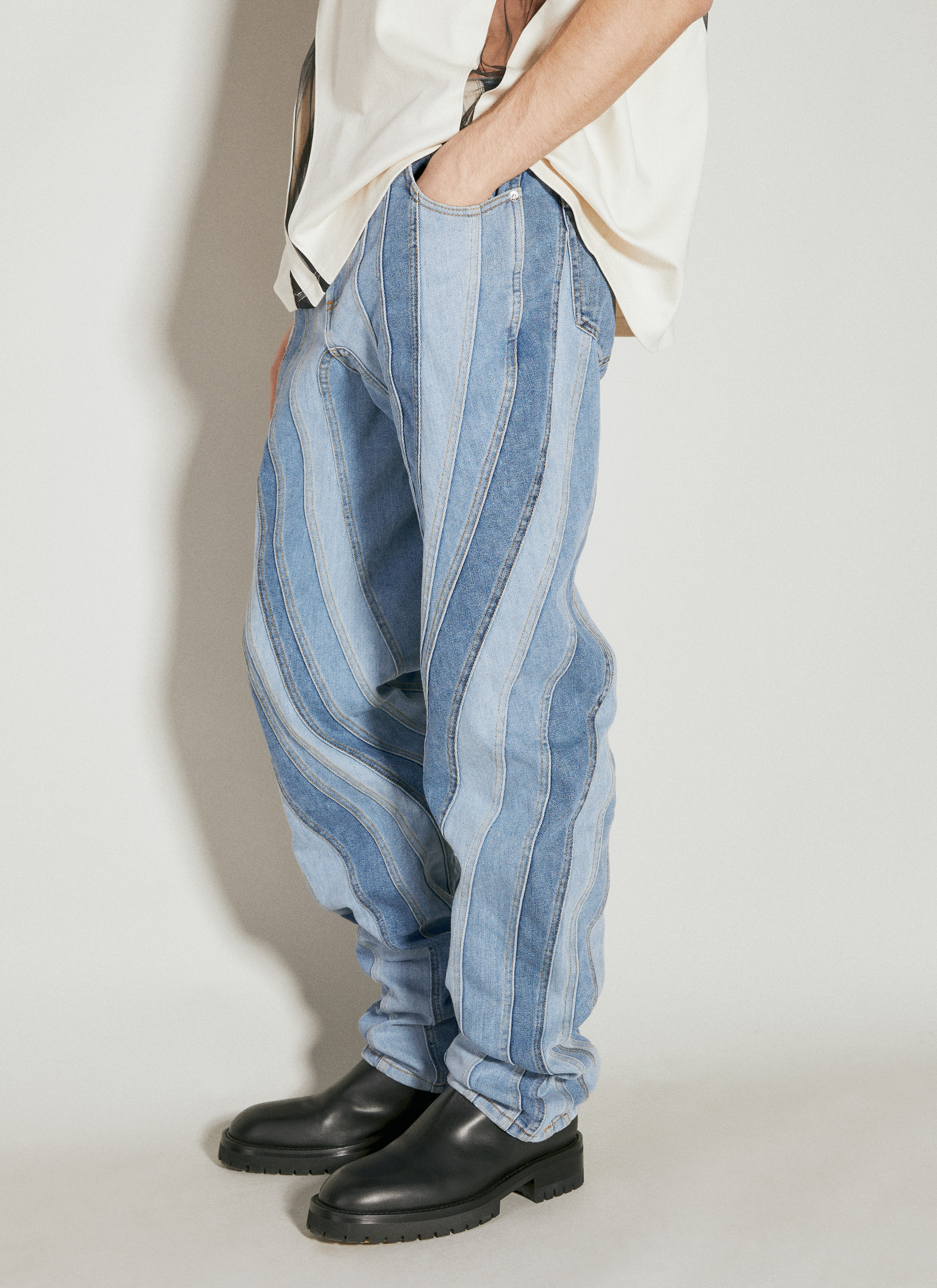 Mugler Men's' Spiral Baggy Jeans in Blue | LN-CC®