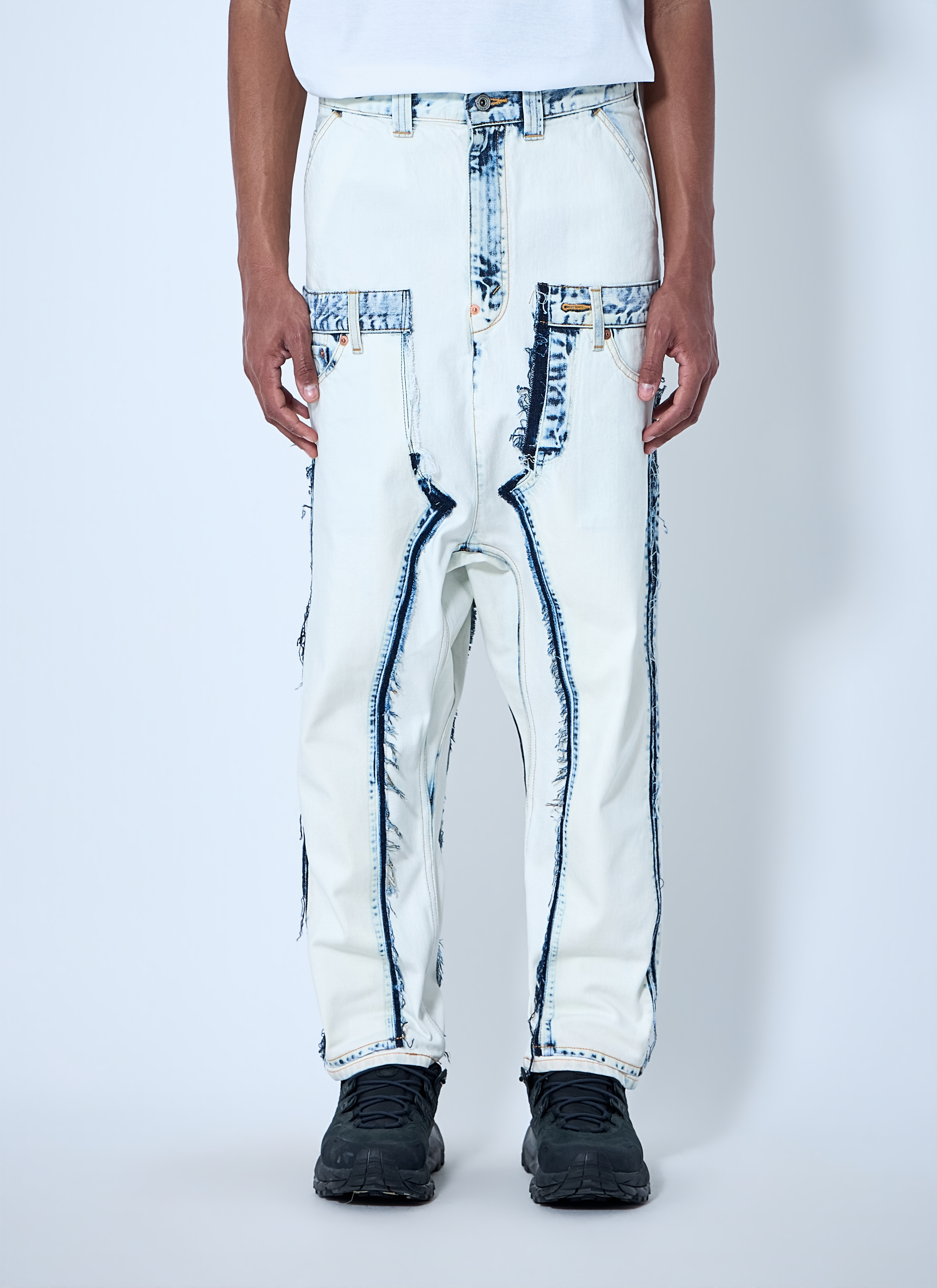 パンツ junya watanabe boarder destroy leggings Junya Watanabe MAN x Levi's ミッドライズ クロップドパンツ