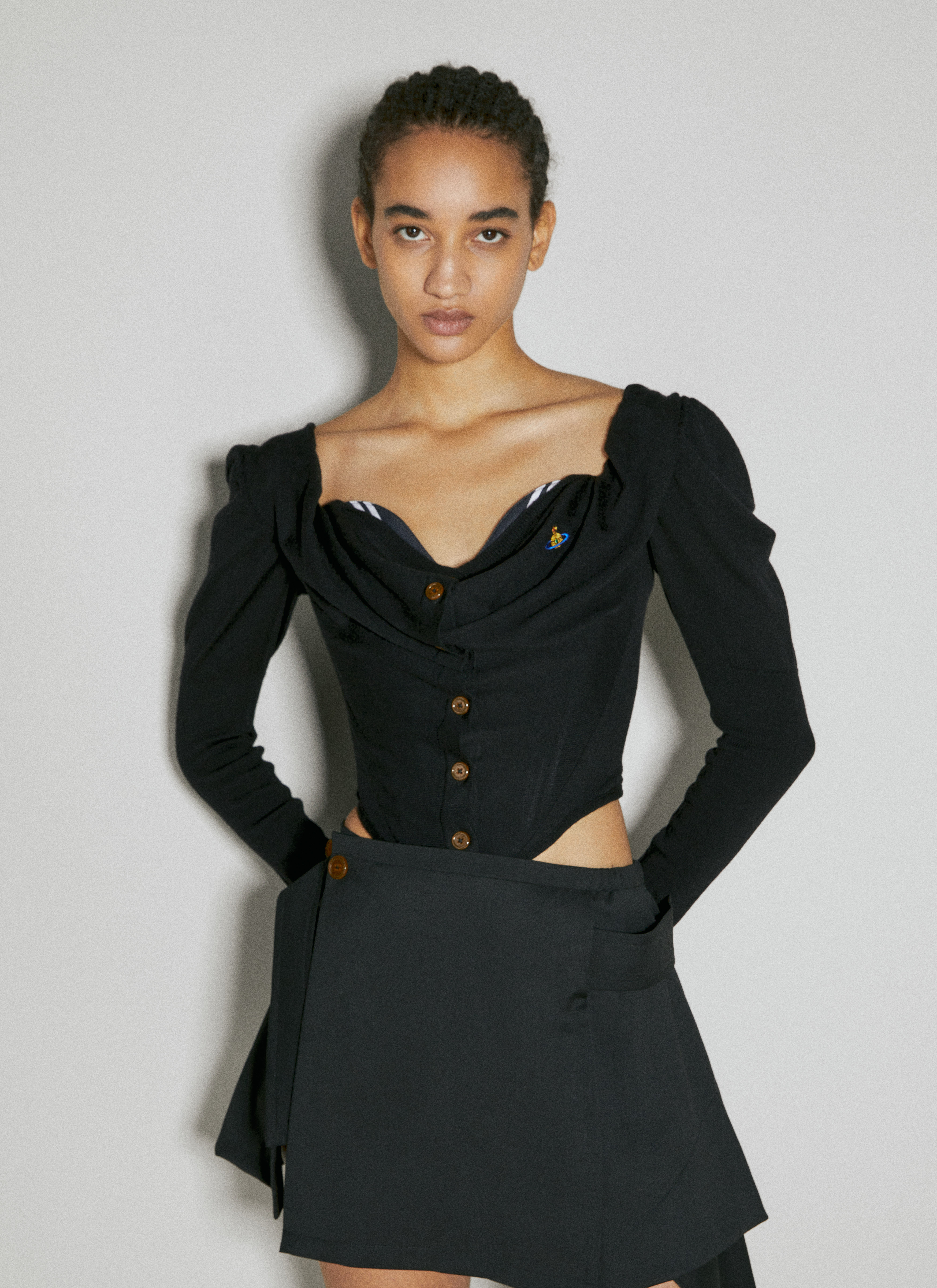 Vivienne Westwood Women's' Bea Corset Wool Cardigan in Black | LN-CC®