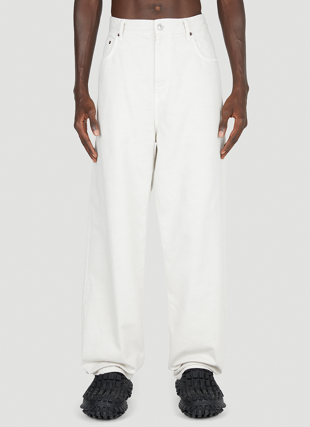 Balenciaga Men's' Wide Leg Jeans in Cream | LN-CC®