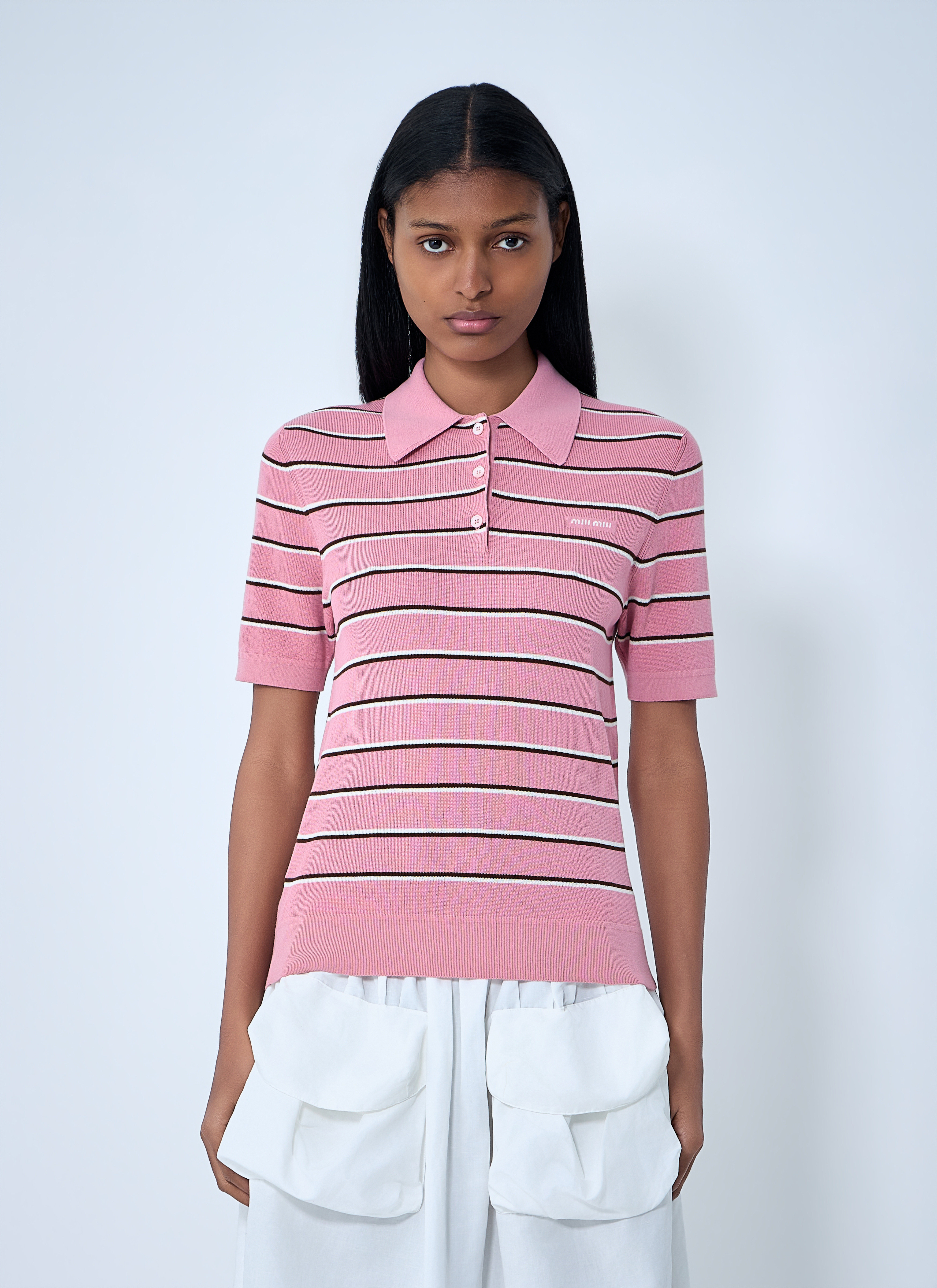 Miu Miu Miu Miu Striped Polo Shirt